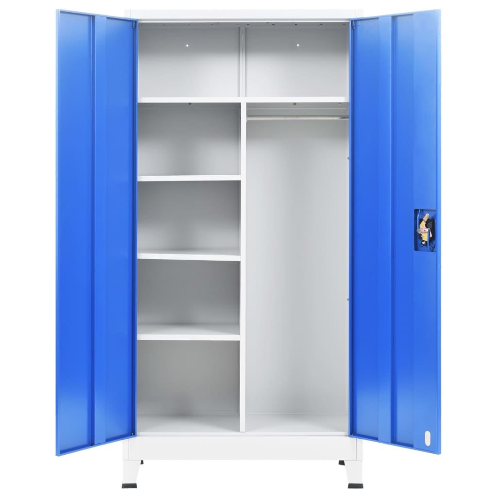 Locker Cabinet with 2 Doors Metal 90x40x180 cm Grey and Blue